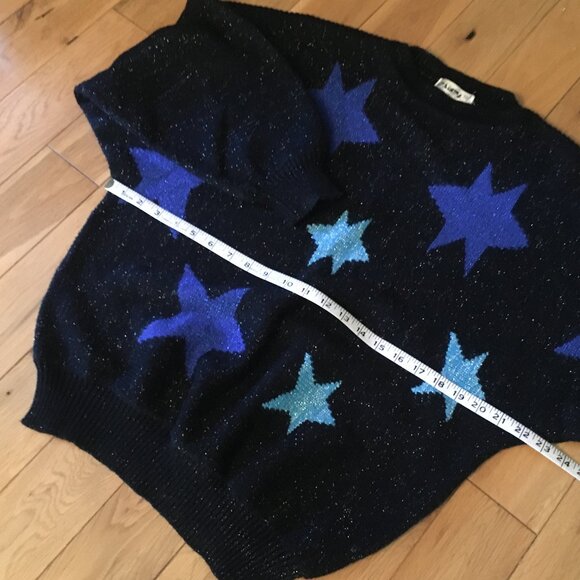 Vintage 80s Angora Wool Punky Stars + Sparkles Knit Sweater - Picture 13 of 16